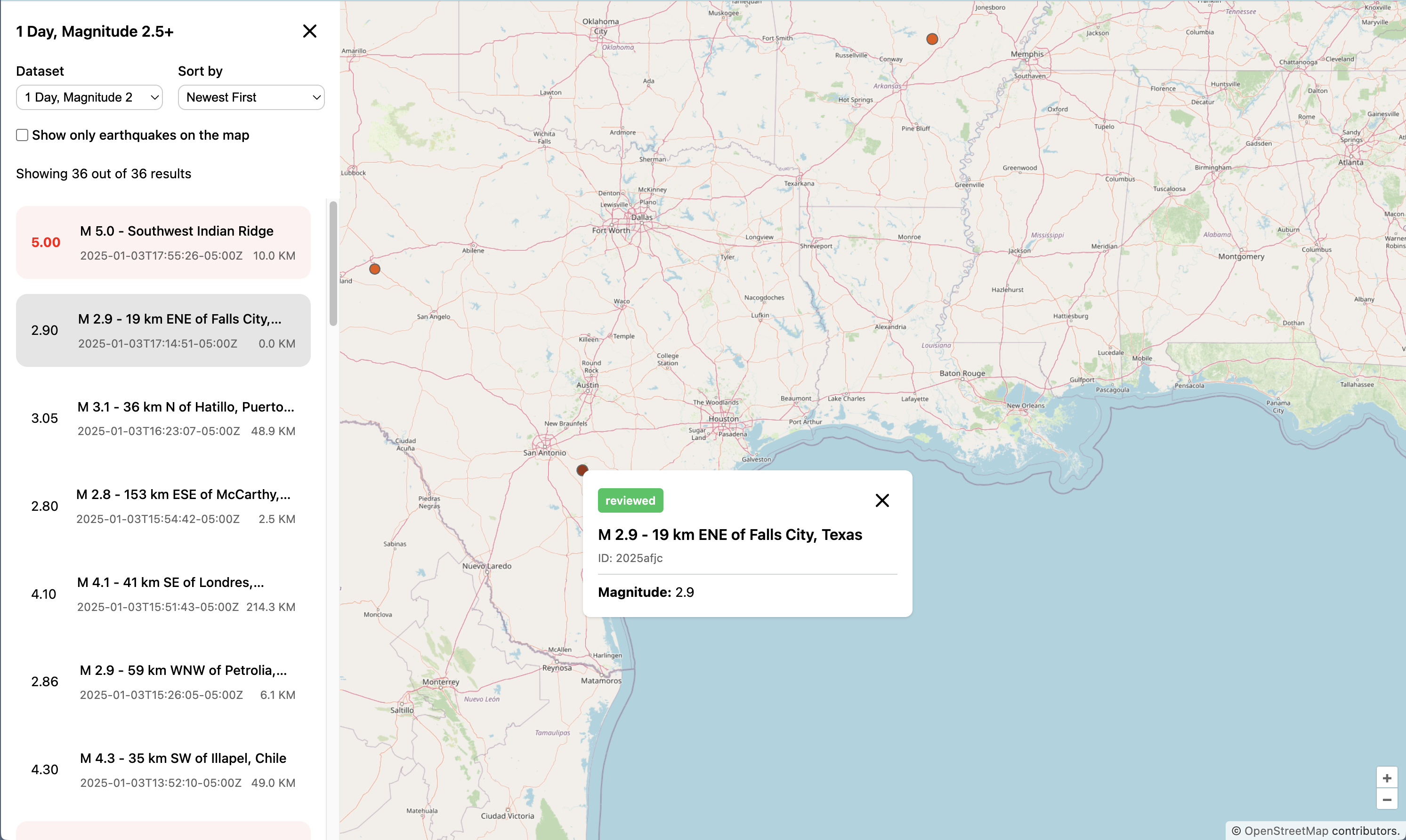 Earthquake Live Map